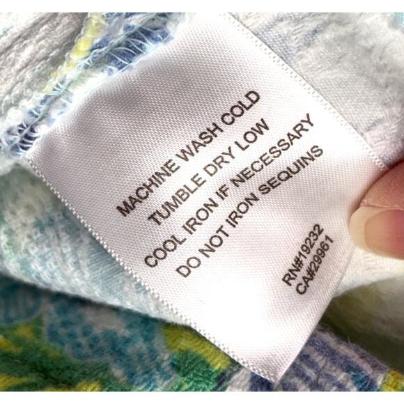 Alfred Dunner Pastel Jean Jacket, Light Sequins, Floral Print, Women's Size 12P - Picture 8 of 8